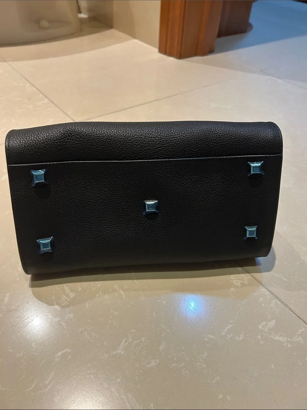 Ferragamo Black Leather Top-Handle Bag with Gold Hardware